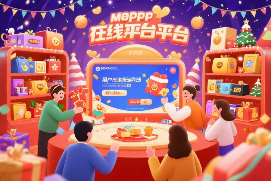 用户们正在参与在线娱乐平台的互动活动,背景为欢快的节日氛围与丰富奖品展示